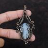 Кулон из кианита, обернутый медной проволокой, кулон ручной работы, этнический стиль, украшения из медной проволоки, элегантный кулон, подарок для жены