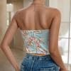 Cross-Border Sexy Floral Backless Low-Cut Bandeau with Diamond Fishbone Waist Cincher