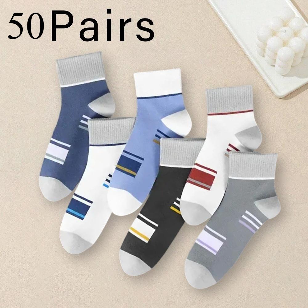 50 Pairs Cotton Short Socks for Male High Quality Women's Low-Cut Crew Ankle Sports Mesh Breathable Summer Casual Soft Men Sock