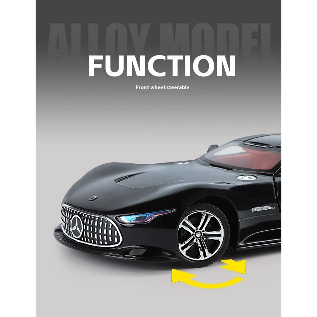 1/24 Benz AMG Модель автомобиля из сплава со звуком и светом, спортивная модель автомобиля, украшение для стола, подходит для мальчиков в качестве подарка