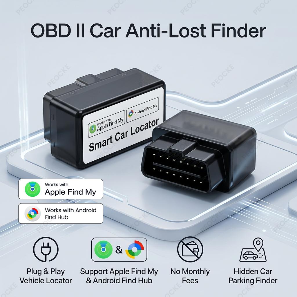 OBD II Умный искатель автомобиля Метка-локатор Анти-потерянный GPS-трекер для транспортного средства Альтернатива Airtag Работает с Apple Find My Google Find Hub