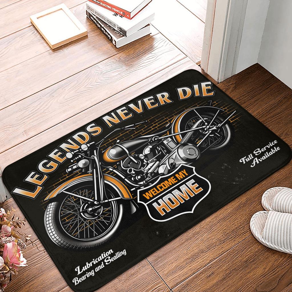 Retro Motorcycle Workshop Hip Hop Design Doormat Non-Slip Entrance Kitchen Bathroom Door Floor Mat Bedroom Balcony Carpet Rug