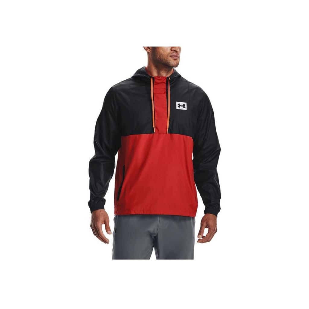 Under Armour Толстовка с капюшоном и полумолнией Woven Series Alma Mater Color Block, мужская верхняя одежда, глянцево-красная 1366301-839