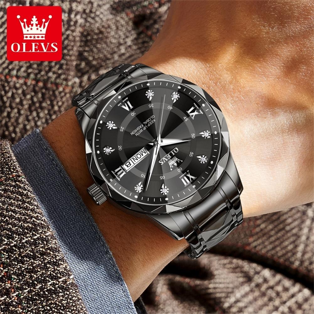 OLEVS Brand Watch Fashionable Three-Dimensional Dial Dual Calendar Quartz Watch Waterproof Men's Watch 5609