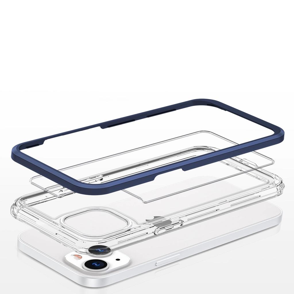 Clear 3In1 Case For Iphone 13, Gel Cover With Frame, Blue