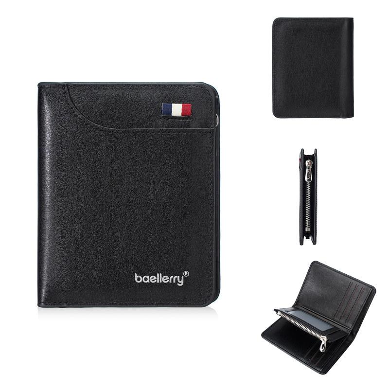 Baellerry Vintage Design Tri-fold Short Wallets for Men Fashion Business  Card Holder Zipper Purses