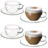 Czech-made Heat-resistant Glass SIMAX Cup and Saucer Set of 4 (4 Cups, 4 Saucers) 2452/4232/4
