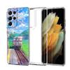 Cherry Japanese Traint Moun Fuji Clear Phone Case For Samsung Galaxy S23 S22 5G S20 Ultra S21 FE 5G S10E S9 S8 S10 Plus Cover
