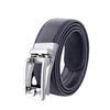 FleurUneffe Регулируемый Без Оригинального Темно-синий (Серебряный Простой) Ремень, Ремень, Отверстия, Автозамок, Мужской, Кожаный, Стильный, Повседневный, Деловой, Гольф, (Серебряный