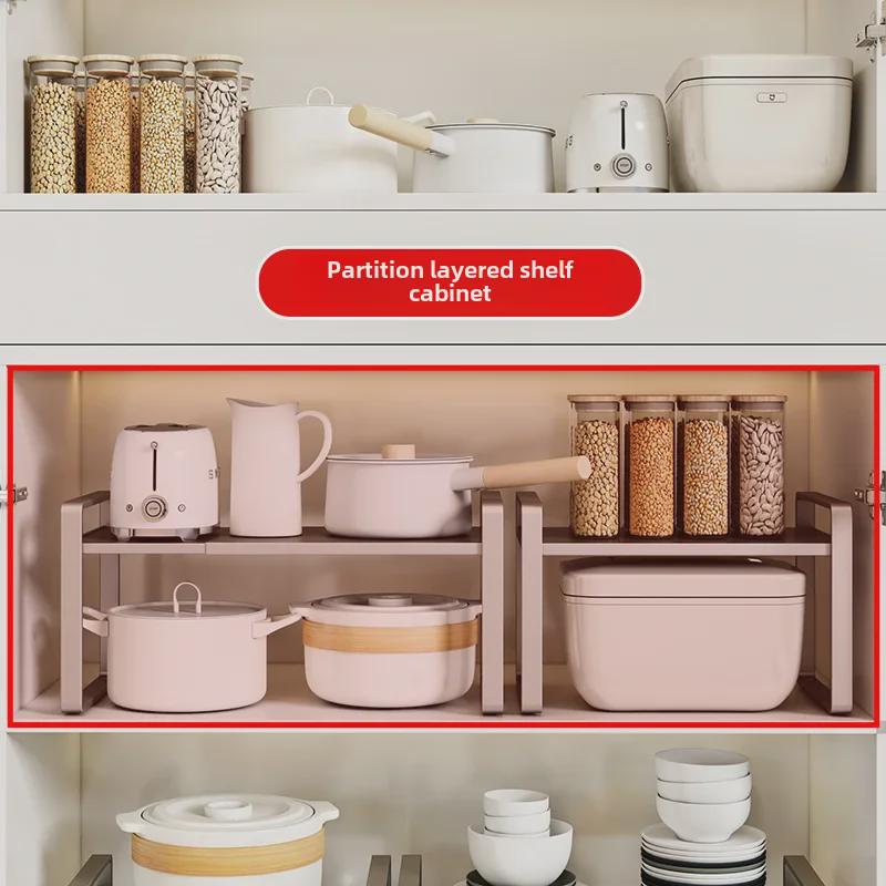 Выдвижная кухонная многоуровневая стойка для хранения для столешницы и микроволновой печи