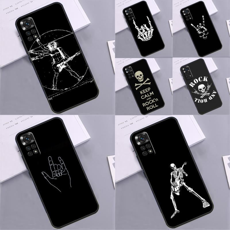 Чехол Rock Roll Skull для Xiaomi Redmi Note 14 13 Pro 9 10 11 12 Pro 10S 11S 12S Redmi 13C 10C 12C 14C Coque