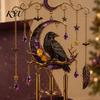 Easy Installation Metal Chain Ornaments Halloween Stained Glass Style Wind Chime, Acrylic Suncatcher Hanging Ornament with Ghost Black Cat Chimes