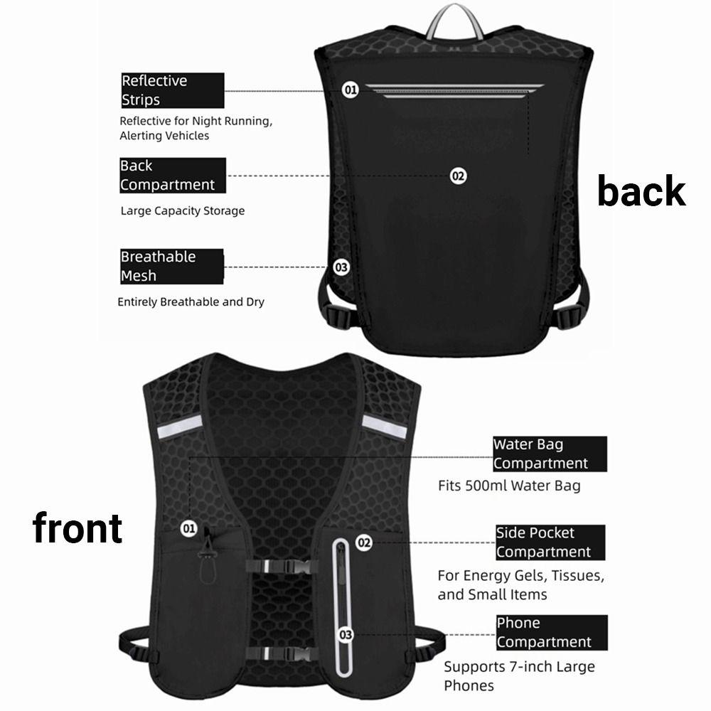 Reflective Reflective Running Vest Pack 2L Water Chest Pack Running Hydration Vest Bag Climbing
