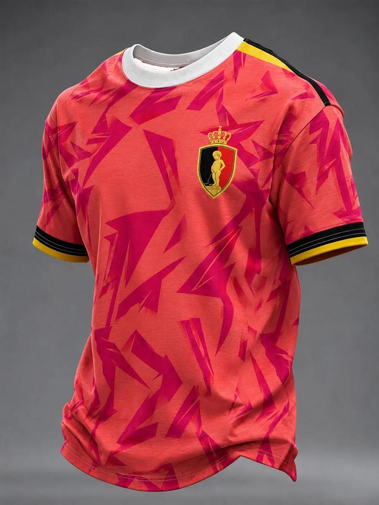 2026 Belgian Fans Football Training T-Shirt - 3D Print - Fashionable, Comfortable and Breathable - Family Clothing