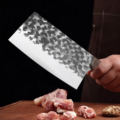 Кованые кухонные ножи для разделки мяса, профессиональный мясницкий нож, китайский поварской нож, нож из нержавеющей стали с деревянной ручкой для разделки мяса