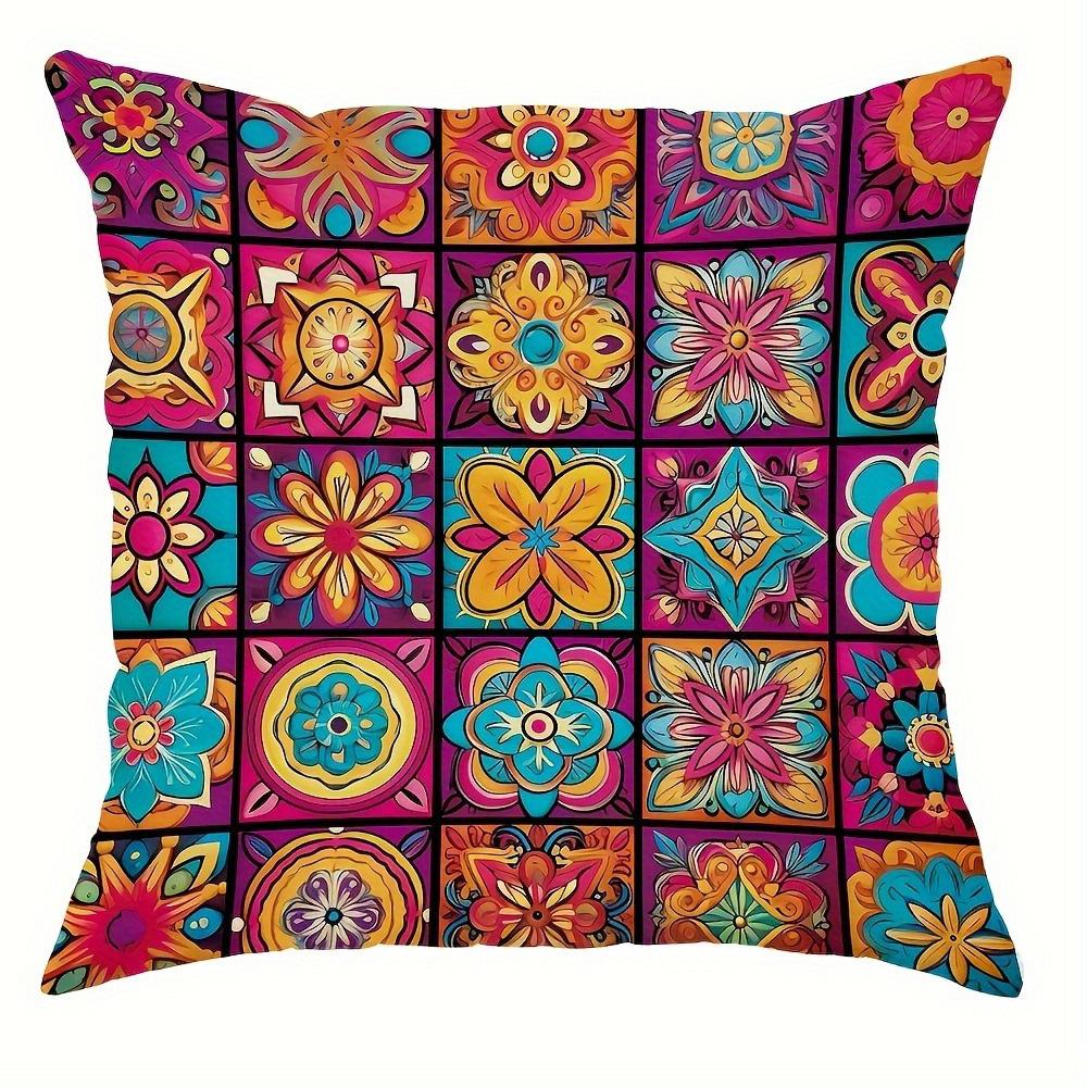 Красочная наволочка с цветочным узором, наволочка для диванной подушки для спальни, односторонняя печать, без наполнителя