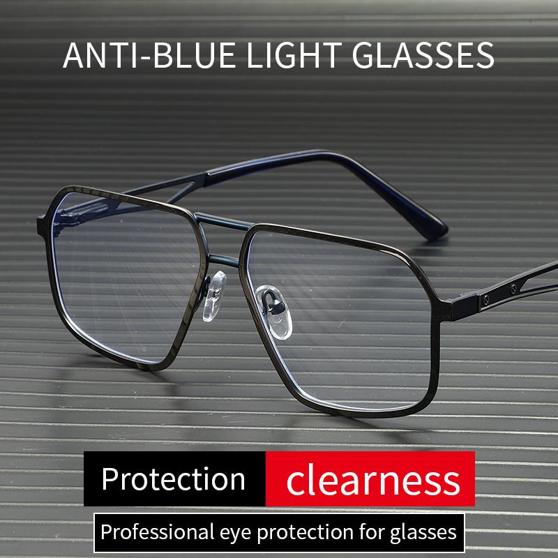 Fashion Unisex Square Retro Double-beam Glasses Frame Anti-blue Light Glasses For Men Myopia Glasses Frame 6001