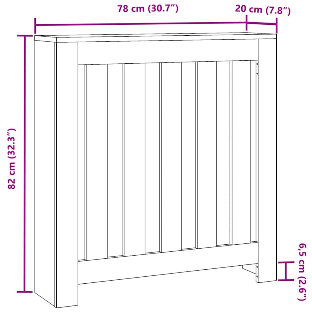 Radiator Cover Black Oak Effect 78 x 20 x 82 cm