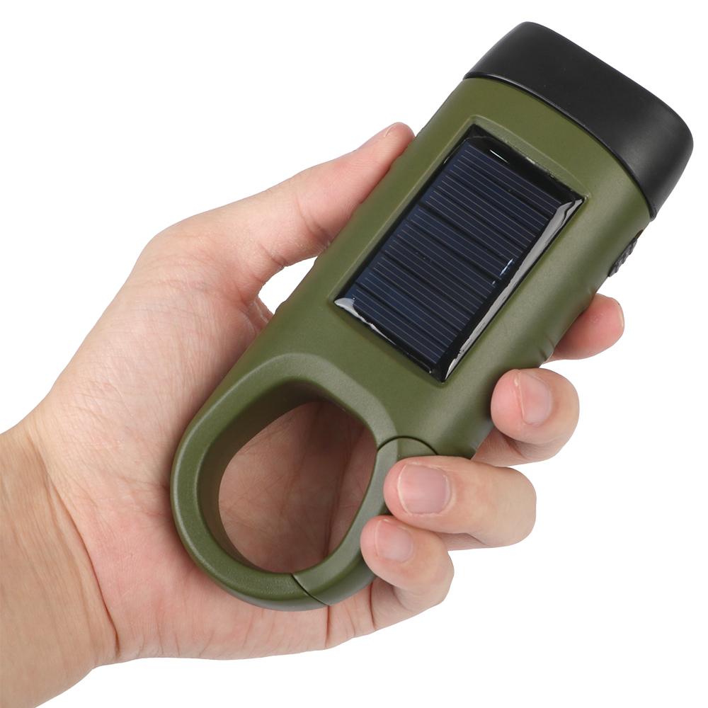 Emergency Hand Crank Dynamo Solar Flashlight Rechargeable Portable For Fishing Boating Hiking LED Flashlight