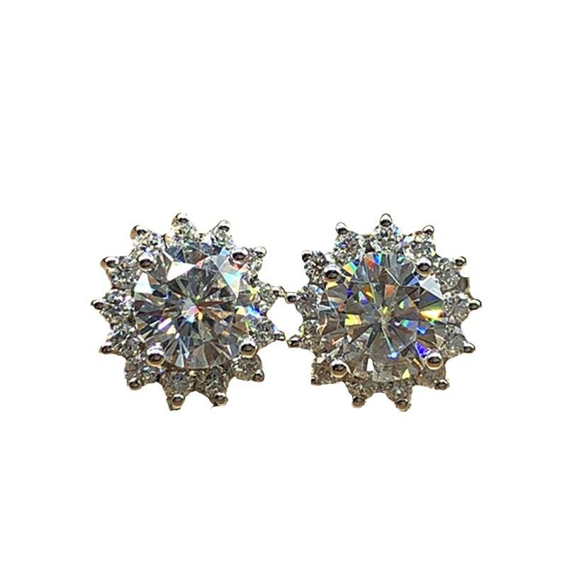 Простые серьги-пусеты с бриллиантами в виде цветка, серьги-снежинки с микро-инкрустацией цирконами