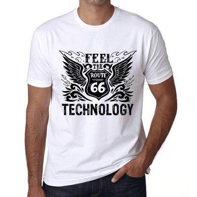 Мужская винтажная футболка Футболка с рисунком Feel The Technology Белая