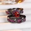 Elegant Trend Round Red Purple Blue White Zircon Ring Set For Women Wedding Engagement Jewelry