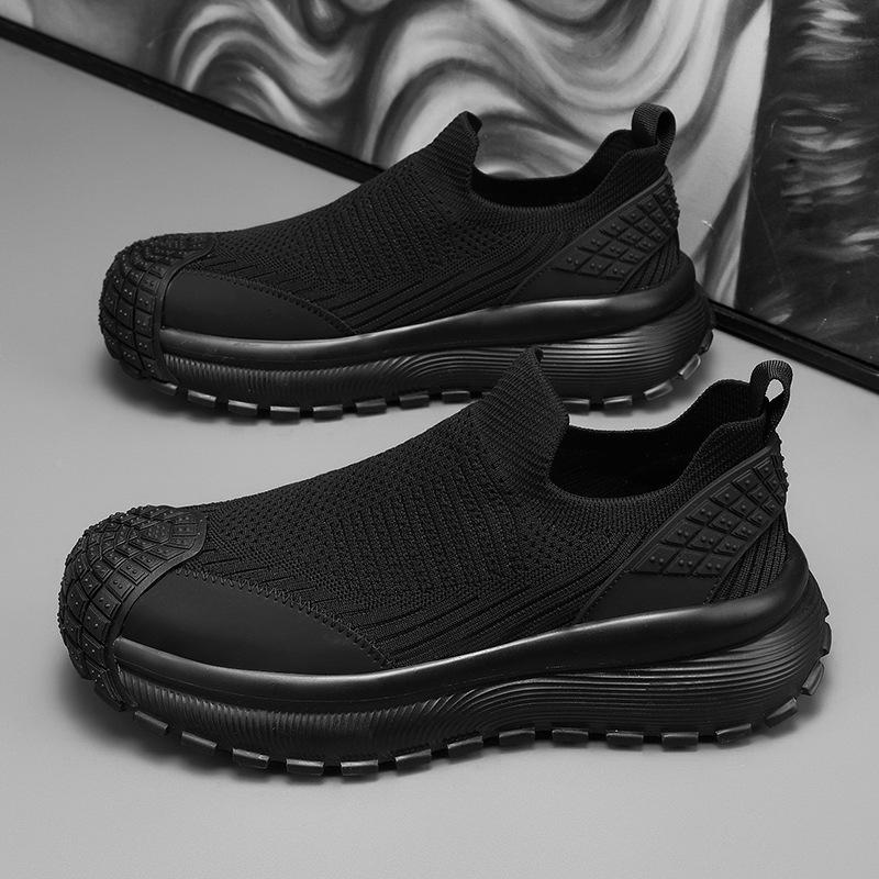 Мужская обувь повседневная дышащая сетка fly-knit тонкие мужские туфли-одинарки для подростков универсальная обувь на одной педали