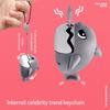 Thread Biting Shark Pull String Pendant Cartoon Keychain Creative Fun Kid Toy Car Bag Key Ring Decor Party Toy