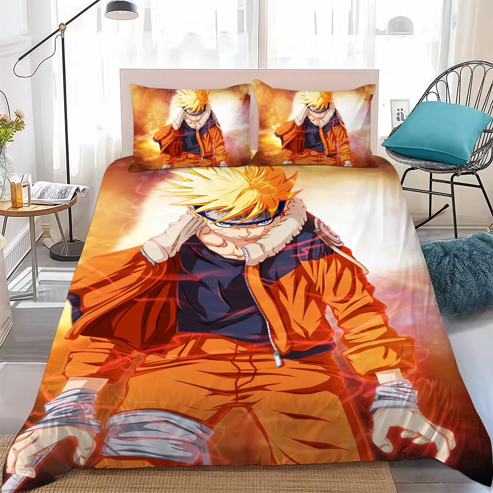 N-NARUTOes Fashion Duvet Cover Set Home Style Bedding Soft Laundry Cotton Bed 3 Piece Set Student Dormitory Gift