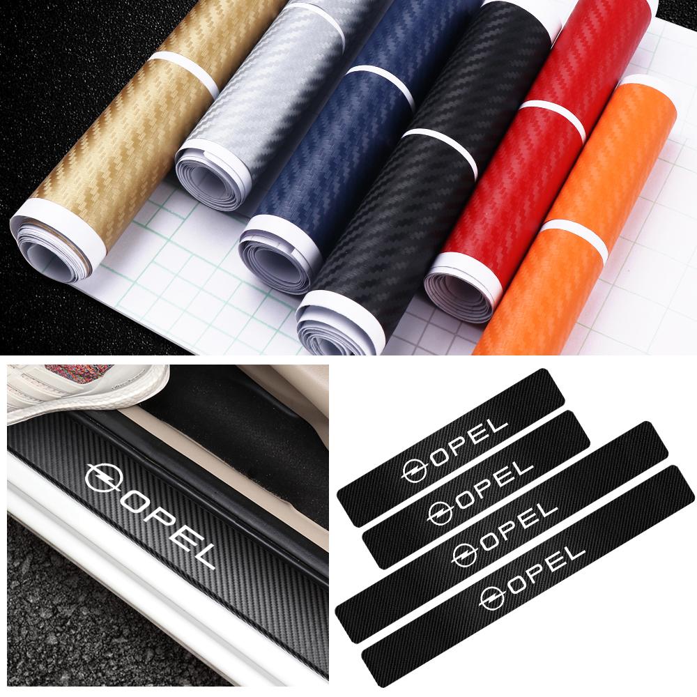 AAAYT1 4PC Carbon Fiber Car Door Sill Protector Film Auto Threshold Stickers For Opel Mokka Corsa Meriva Zafira Astra H G Vectra Antara