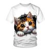 Удобная Мягкая Милая Кошка Летняя Футболка с Коротким Рукавом 3D Принт Круглый Вырез Повседневная Спортивная Мужская Женская Футболка