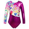 Gymnastics Leotards for Girls Sparkly Dancewear Long Sleeves Printed Jumpsuit Yoga Ballet Dance Clothes