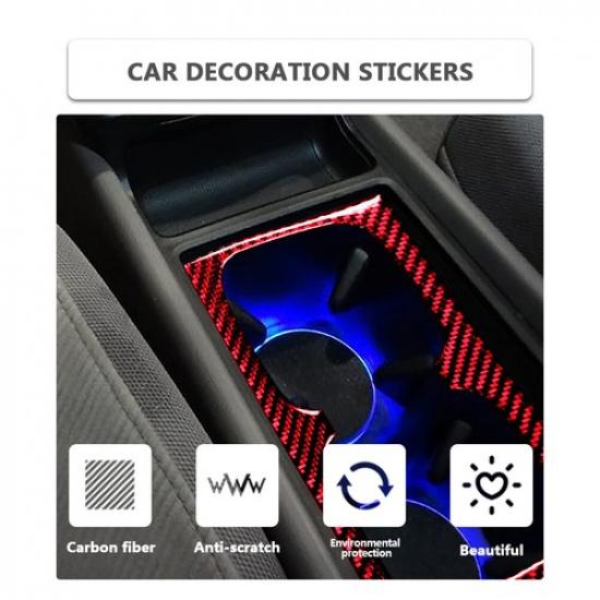 For Honda Civic 8th 2006-2011 Red Carbon Fiber Water Cup Holder Cover Trim