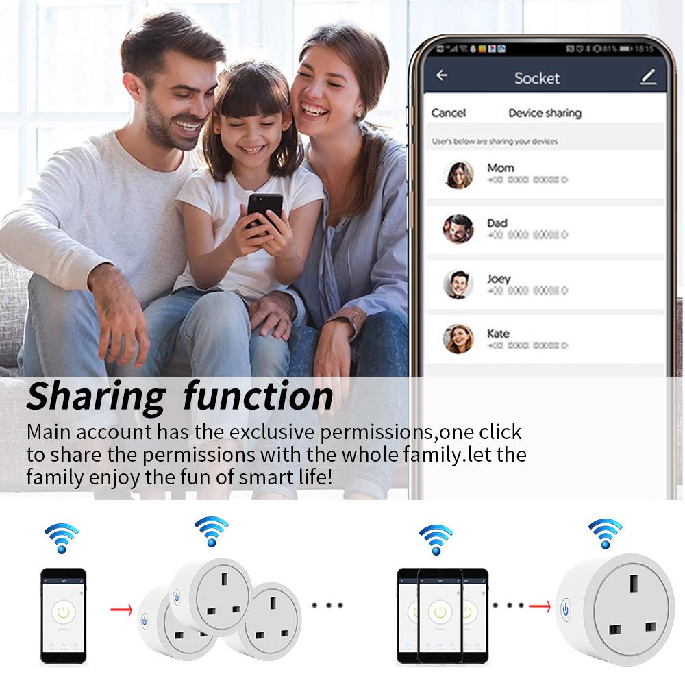 Germa UK 10a Plug Wi-Fi Розетка синхронизации Умный дом Розетка Монитор мощности Приложение Tuya Smart Life работает с Aleax Google Home