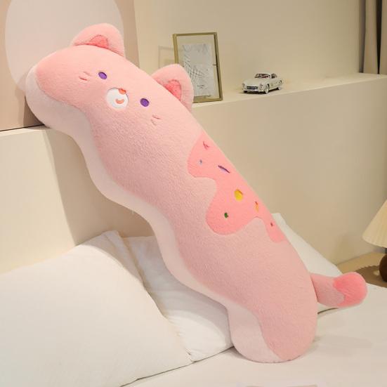 Cream Cat Plush Pillow Ergonomic Body Pillow for Side Sleeping & Cuddling 80/100cm Soft Stuffed Animal for Bed And Sofa