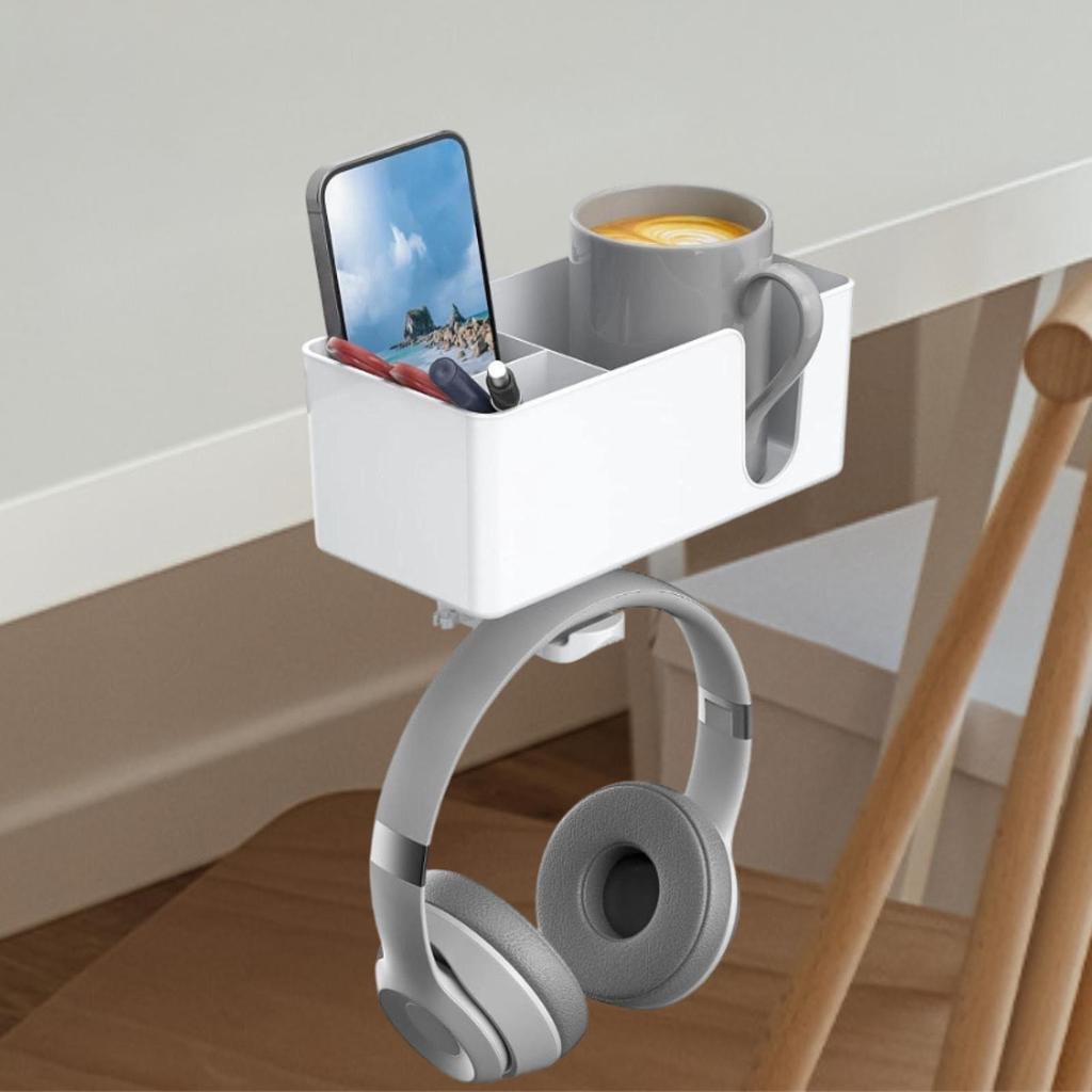 4 in 1 Desk Cup Holder Desktop Organizer Easy to Install Hook Multifunction
