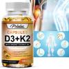 Капсулы с витамином D3 + K2, с органическим кокосовым маслом, - Поддержка здоровья костей, Поддержка иммунной системы, Поддержка сердечно-сосудистой системы
