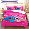 Stitch Adventure Flowers Bedding Set,Breathable Duvet Cover with Pillowcases,Soft Bed Linen for Bedroom Home Decoration,Perfect Festival Birth