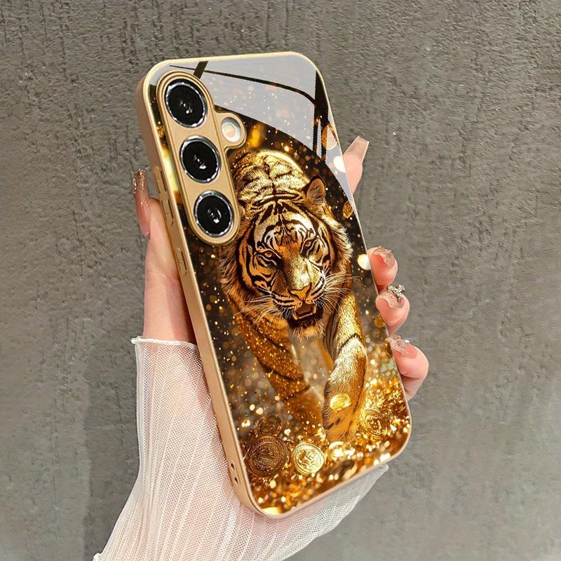 Гальванизированный золотой новый чехол для телефона для Samsung Galaxy S26 Ultra S25 Plus S24 S23 S22 fe закаленное стекло Художественные текстурные узоры