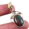 Натуральный камень Гелиотроп 925 Проба Стерлинговое серебро Двухцветная подвеска 1,5" N7y91