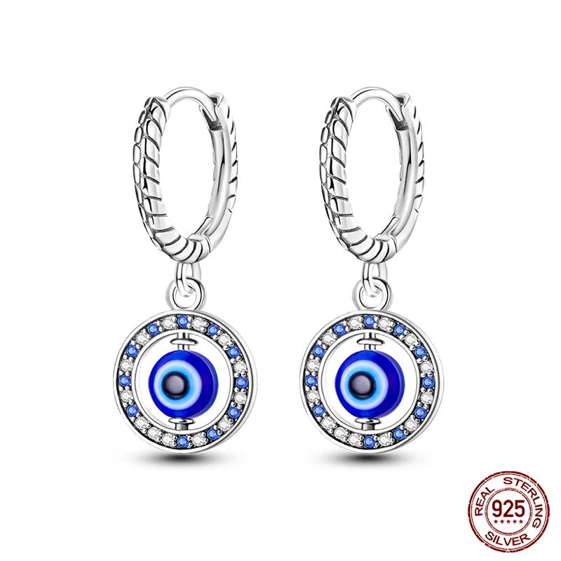 Fashion 925 Sterling Silver Butterfly Bee Rotating Eye Pendant Earrings for Women Dazzling Cubic Zircon Fine Party Jewelry Gifts