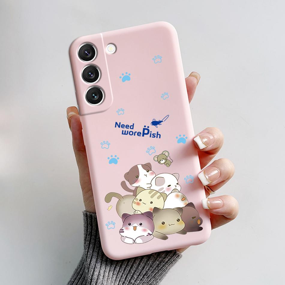 For Samsung Galaxy S22 S 22 Plus S22 Ultra S22+ Case Soft Slim Cute Bear Cartoon Frog Candy Painted Back Cover Funda Bumper Bags