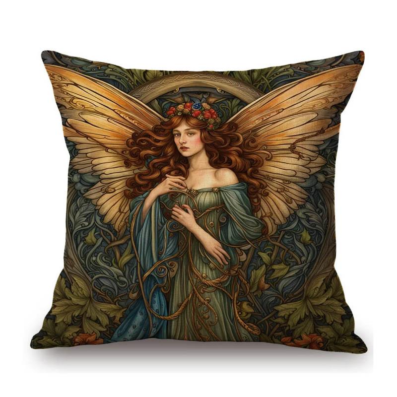 Renaissance Retro William Morris Style Beautiful Lady Girl Flower Floral Classic Home Decoration Sofa Pillow Case Cushion Cover