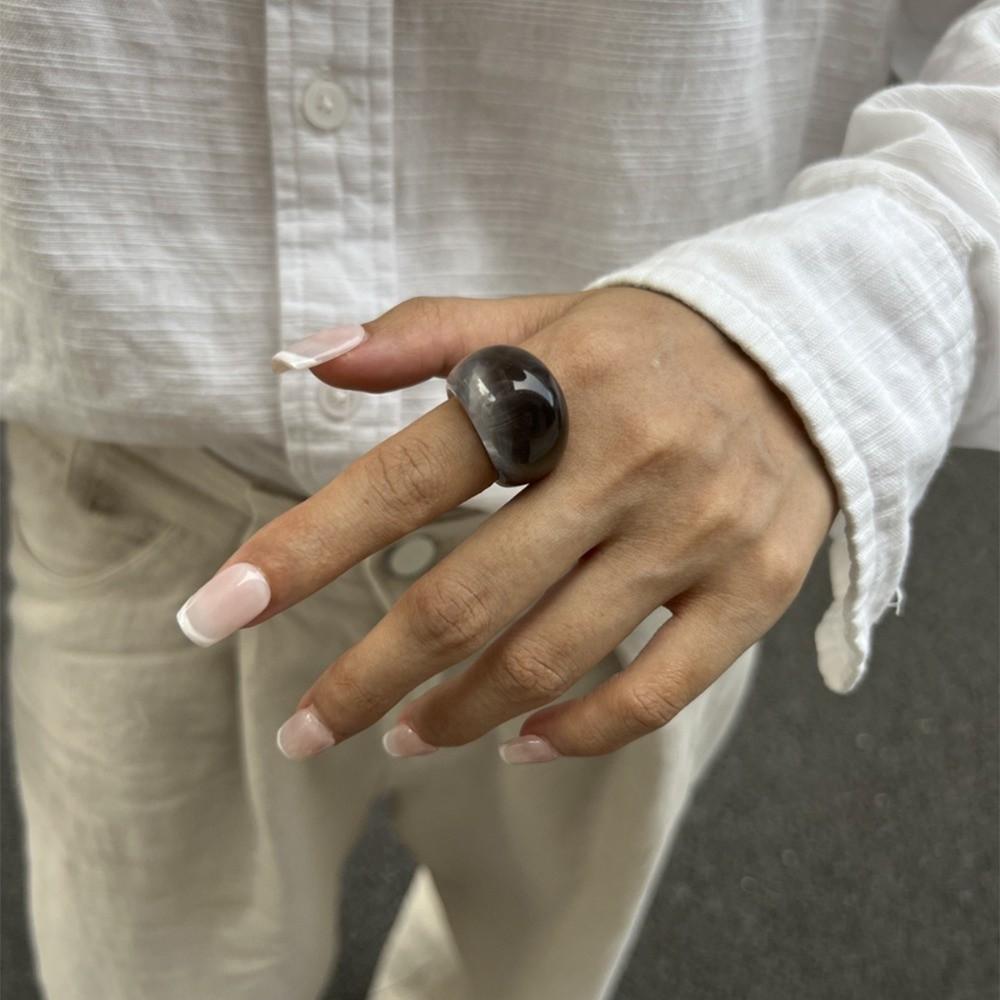 Dome Acrylic Geometric Ring Candy Color Irregular Ring Retro Transparent Resin Ring Gift