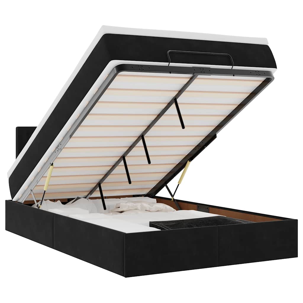 Ottoman Bed with Mattress Black 120x190 cm Velvet