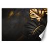 Wallpaper Gold and Black Monstera Leaves On Abstract Background