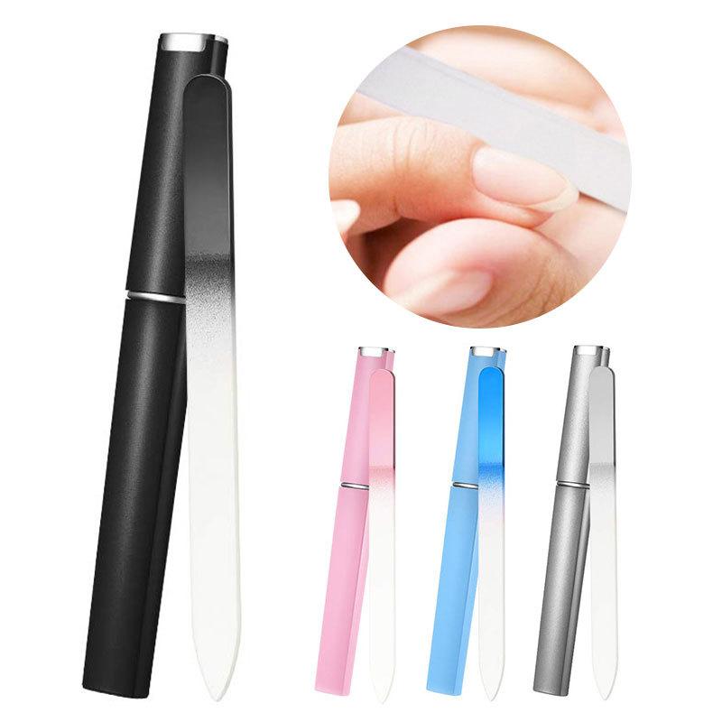 Стеклянная пилочка для ногтей с футляром, полированные инструменты для маникюра, профессиональная салонная полировка, шлифовка, хрустальная пилочка для ногтей, инструменты для дизайна ногтей
