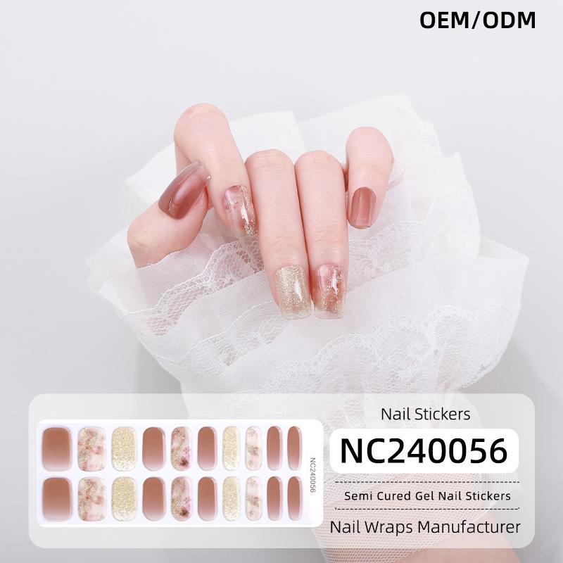 High Quality Factory Price New Design pink Strawberry Contrary France Custom Semi Cured UV Non-Toxic Gel Nail Polish Stickers