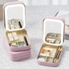 Cosmetic Storage Box with 3 Color LED And Mirror Large Capacity Multi Compartments USB Charging Jewelry Storage Case Travel