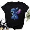 Disney Lilo Stitch Cute Cartoon Print Women T-Shirt Summer Streetwear Short Sleeve T Shirt Fashion Casual Female Clothes Tops